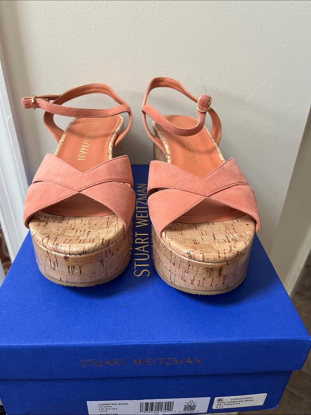 Stuart Weitzman Carmen midi wedge sandals. Size 8-1/2 B